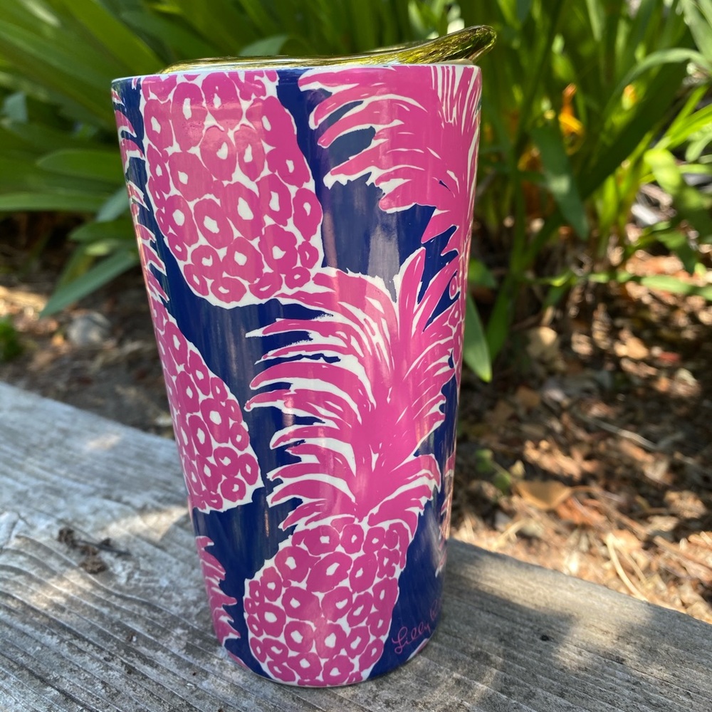 Lily Pulitzer pineapple travel mug